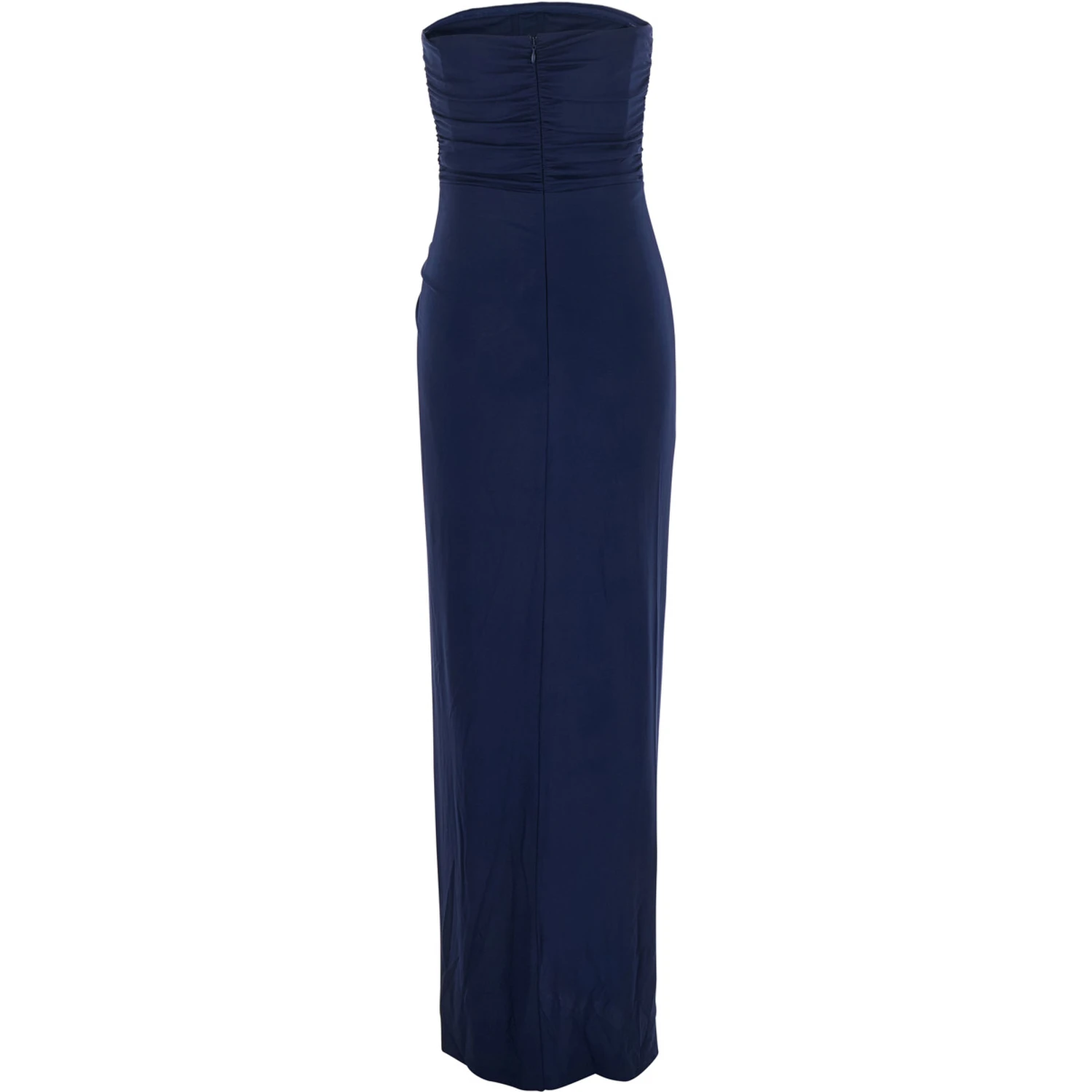 Emma Blue Strapless Long Dress with Ring Embellishment in Tech Fabric Stretch Woman