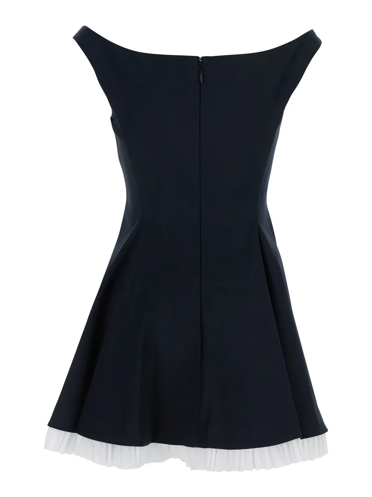 Dorothie Black Off-Shoulder Mini Dress with Contrasting Hem in Cotton Blend Stretch Woman alternative