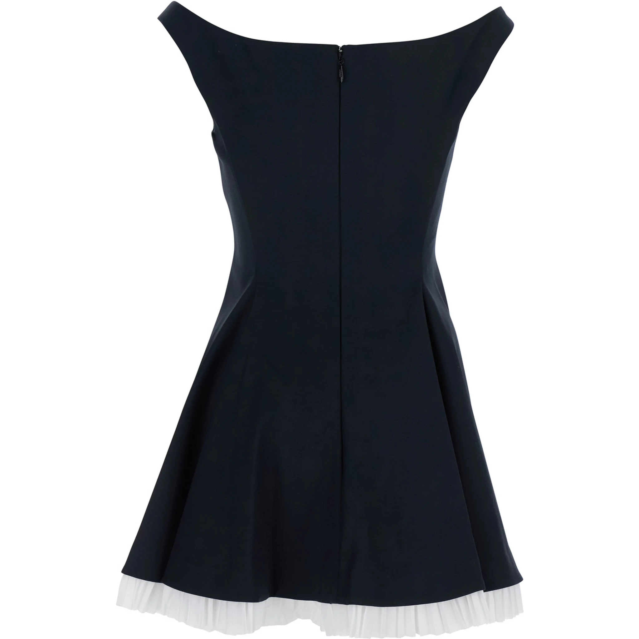 Dorothie Black Off-Shoulder Mini Dress with Contrasting Hem in Cotton Blend Stretch Woman