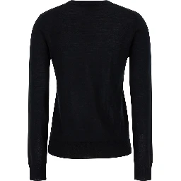 Black Crewneck Long Sleeve Sweater in Fabric Woman