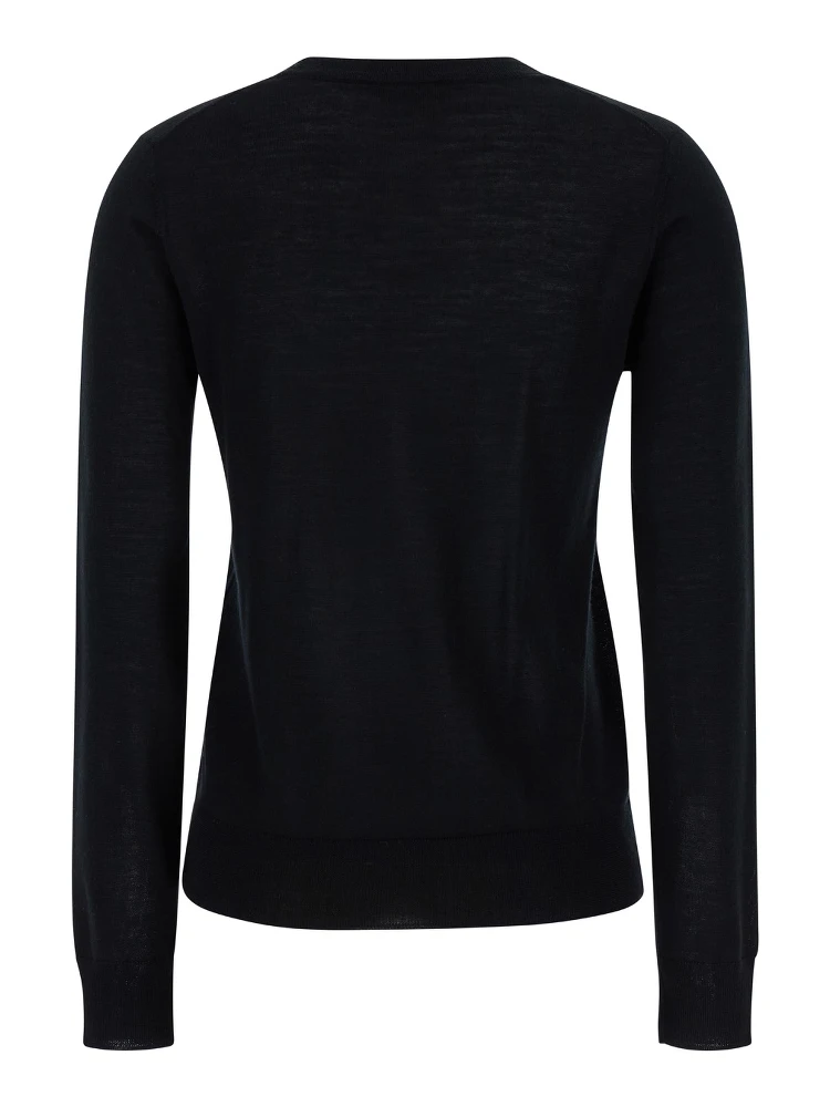 Black Crewneck Long Sleeve Sweater in Fabric Woman alternative