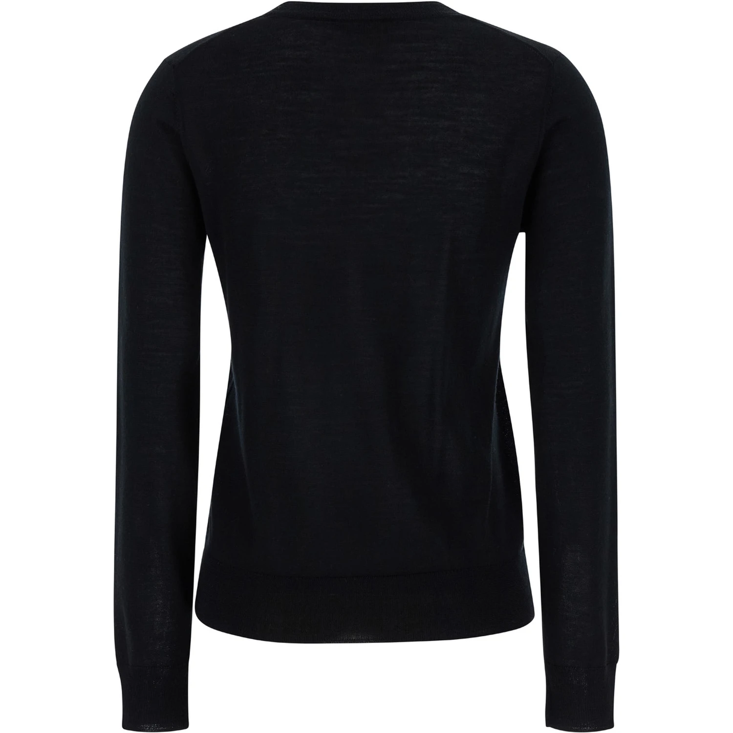 Black Crewneck Long Sleeve Sweater in Fabric Woman