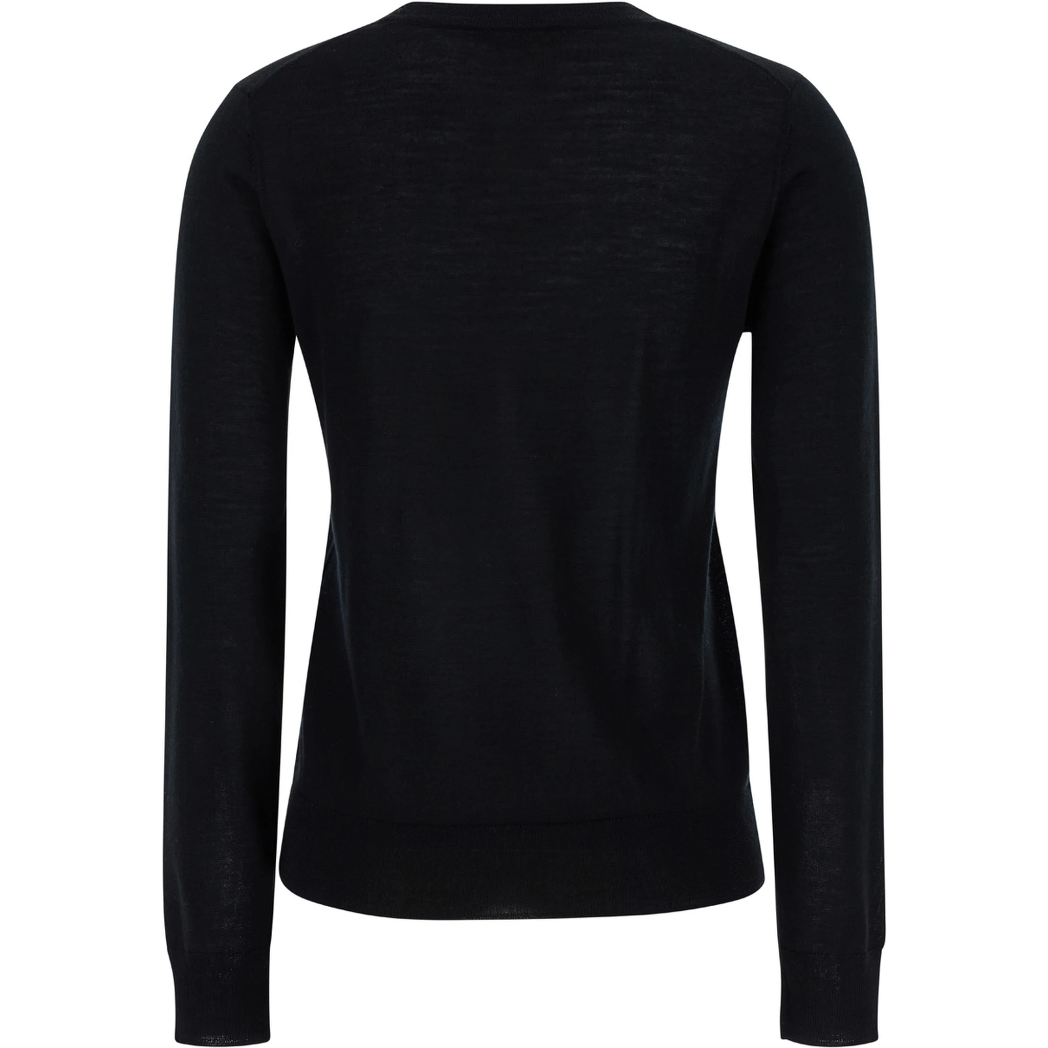Black Crewneck Long Sleeve Sweater in Fabric Woman