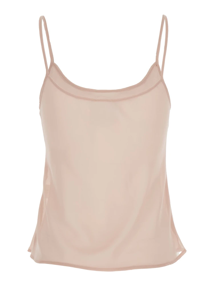 Pink Top with Spaghetti Straps and Square Neck in Fabric Woman alternative