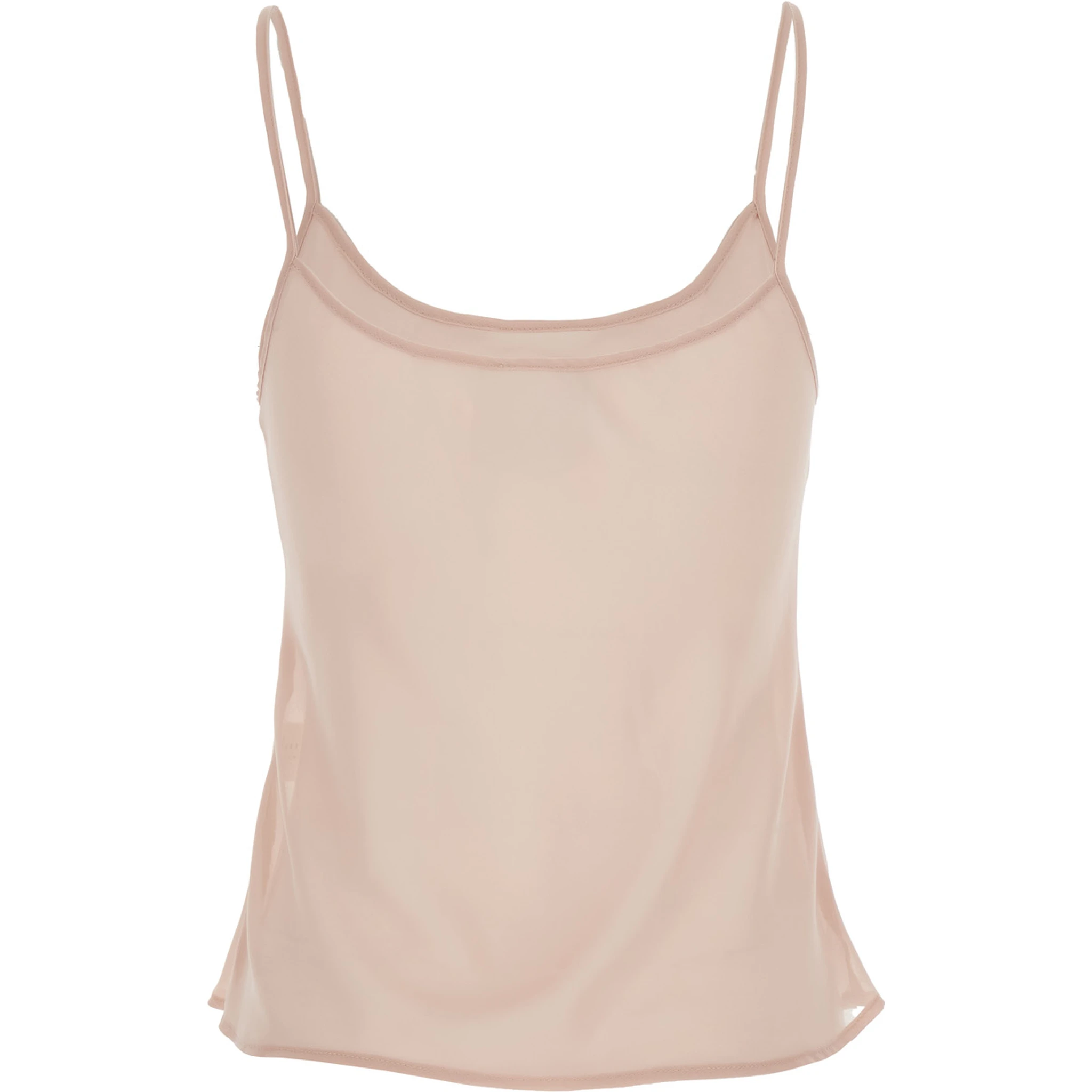 Pink Top with Spaghetti Straps and Square Neck in Fabric Woman