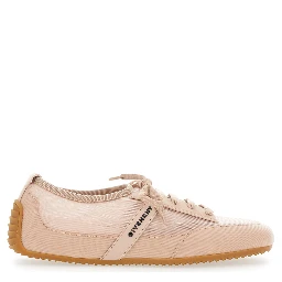 Pink Sneaker with Logo Lettering on the Side in Fabric Woman