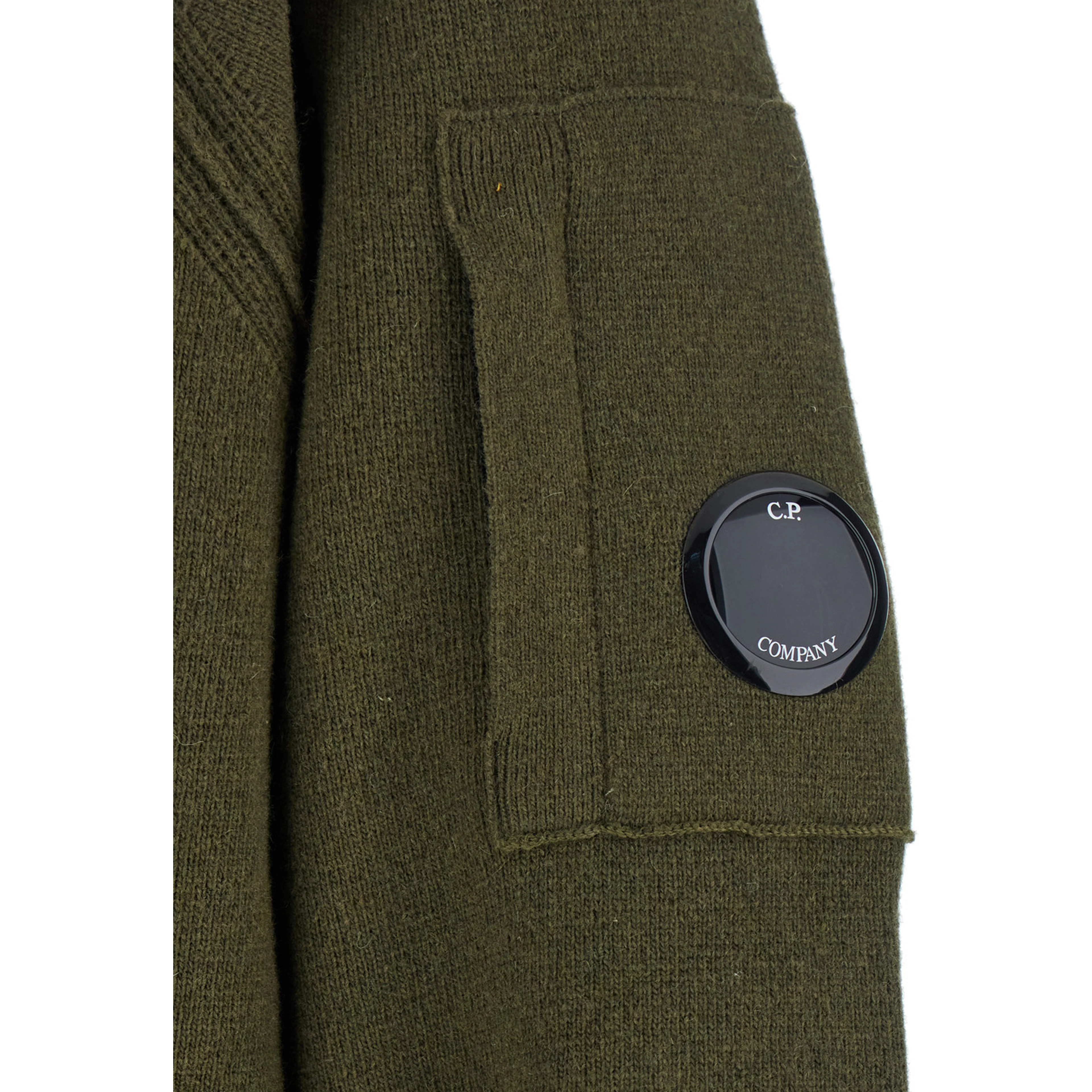 Green Turtleneck Sweater with Logo Plaque on the Sleeve in Wool Man
