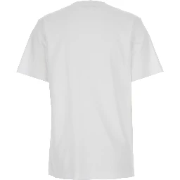 White Crewneck T-Shirt with Logo Patch on the Front in Cotton Woman