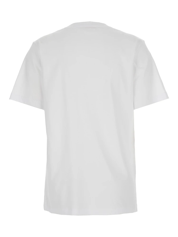 White Crewneck T-Shirt with Logo Patch on the Front in Cotton Woman alternative