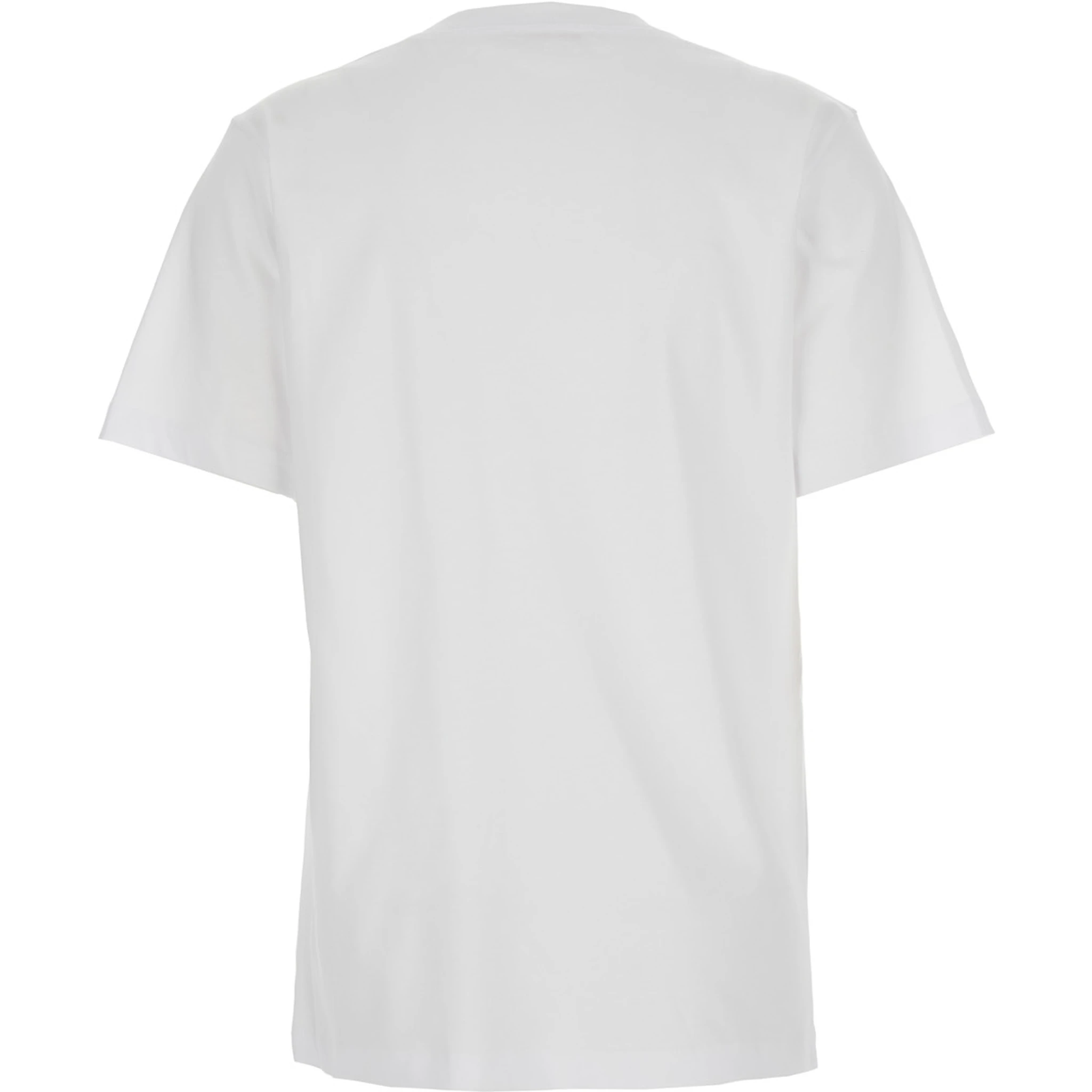 White Crewneck T-Shirt with Logo Patch on the Front in Cotton Woman