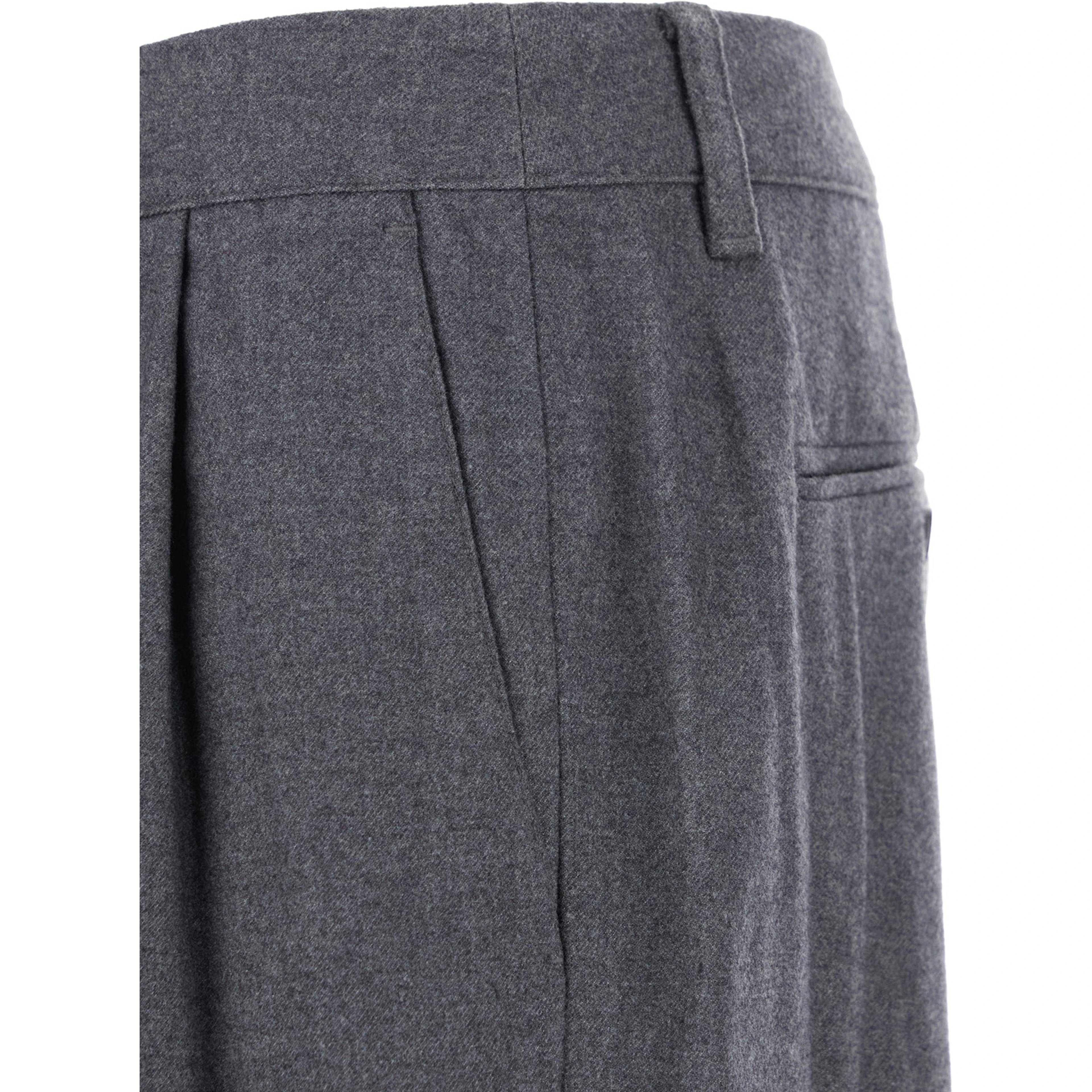 Grey Tailored Trousers with Front Pleats in Fabric Man