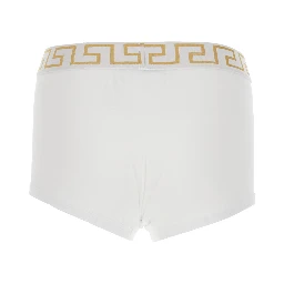 White Slip with Elastic Waist and Greca Motif in Cotton Stretch Man