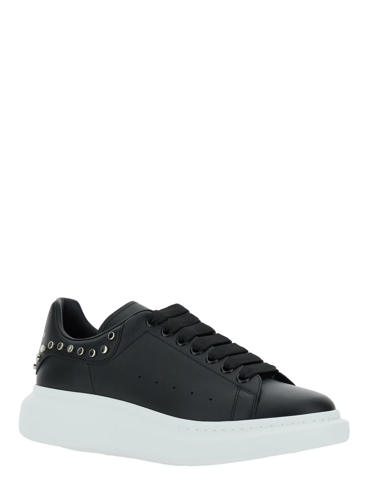 Black Low Top Sneakers with Stud Embellishments in Leather Man alternative