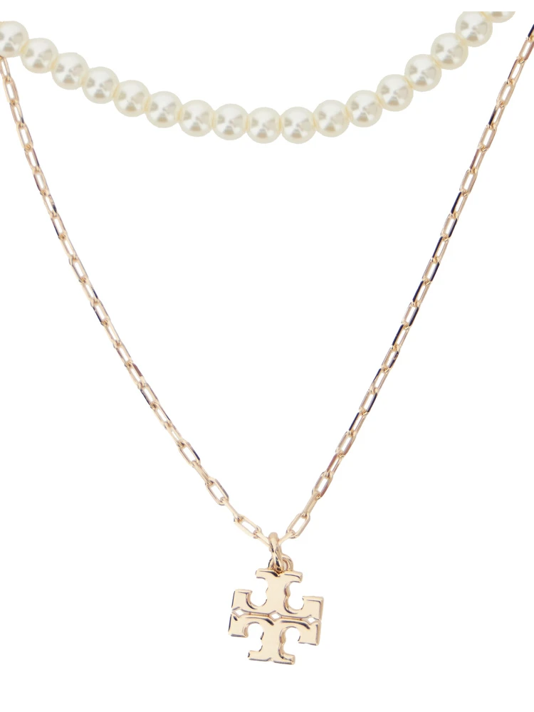 Kira Layered Necklace with Double T Pendant in Brass Blend Woman alternative