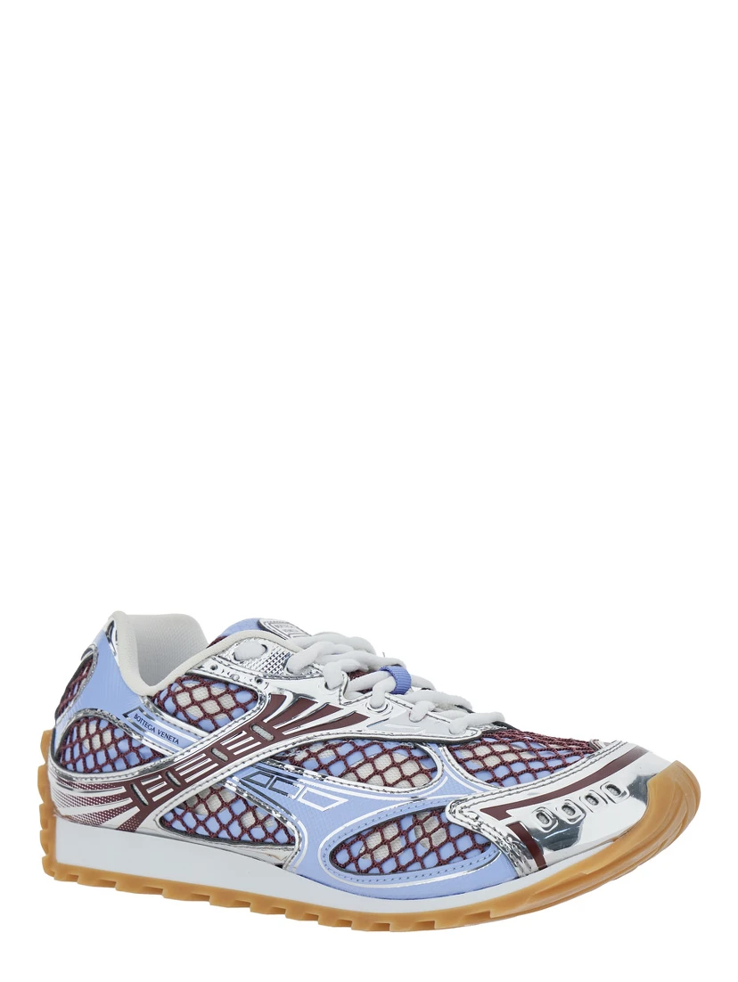 Orbit Blue Running Sneakers with Logo Lettering Print in Tech Fabric Woman