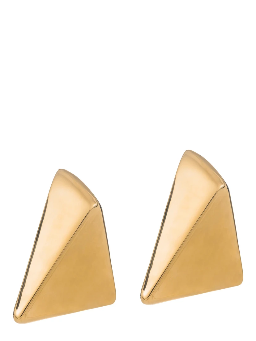 Virtual Metallic Earings with Butterfly Clasp Closure and Triangular Shape  in Gold Plated Bronze Woman
