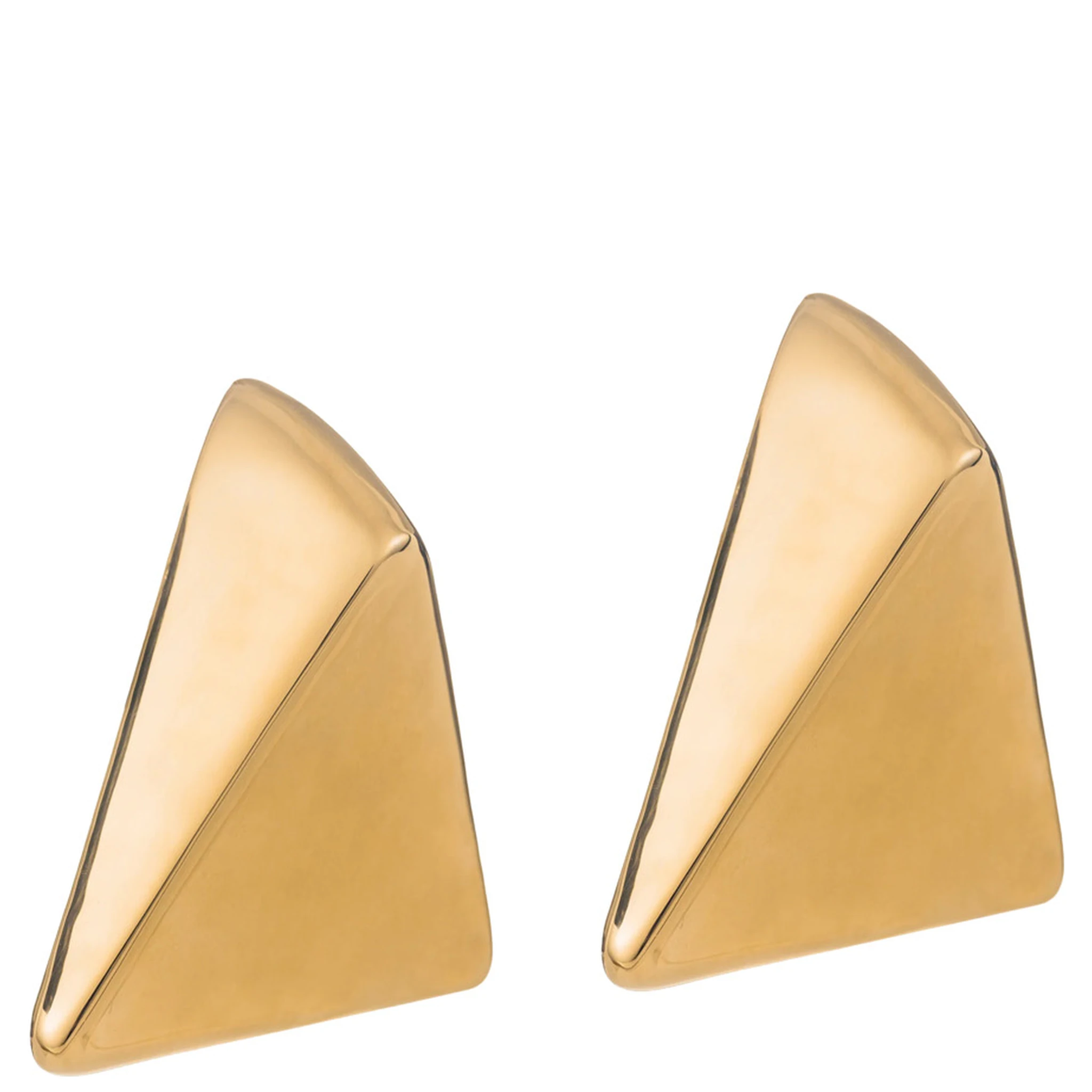 Virtual Metallic Earings with Butterfly Clasp Closure and Triangular Shape  in Gold Plated Bronze Woman