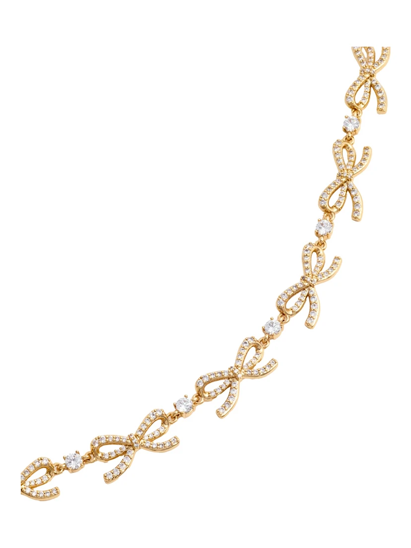 Metallic Necklace with Bow and Crystal Embellishments in Copper and Crystals Woman