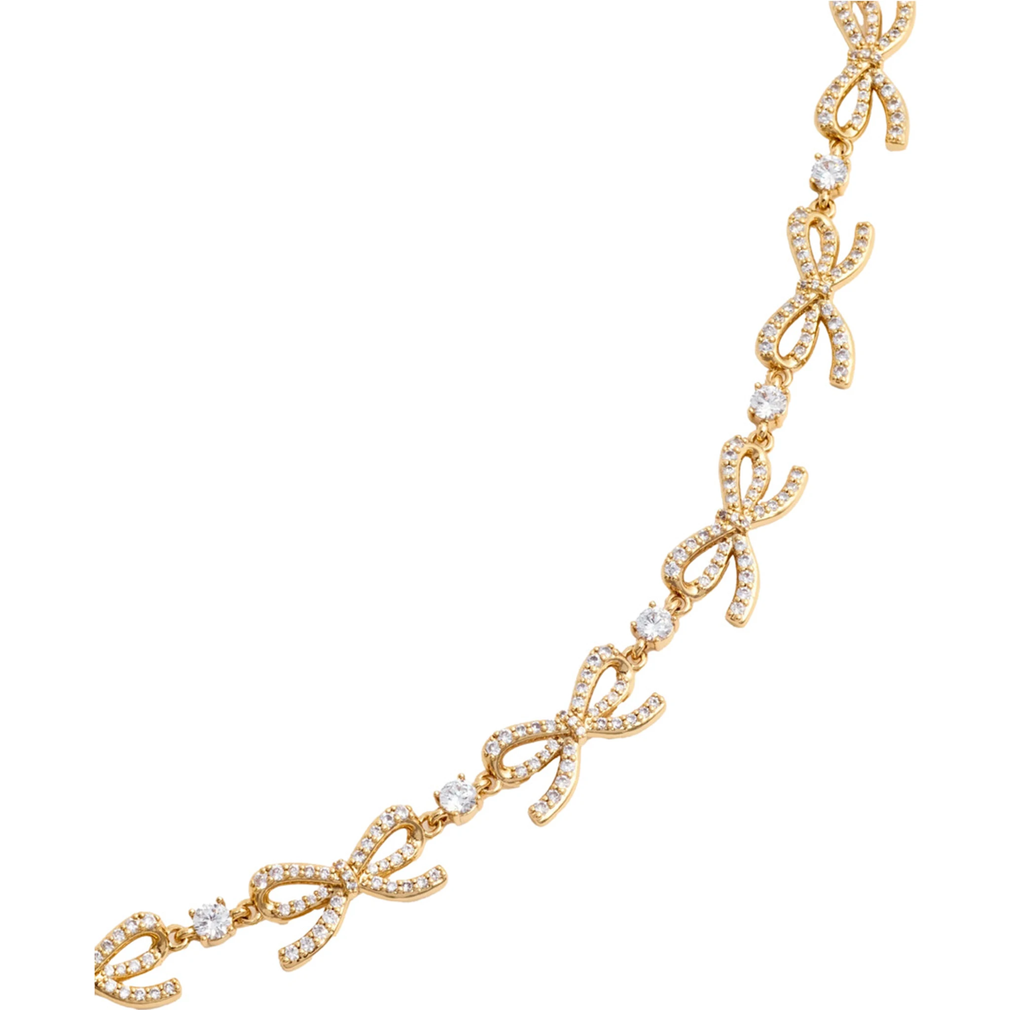 Metallic Necklace with Bow and Crystal Embellishments in Copper and Crystals Woman