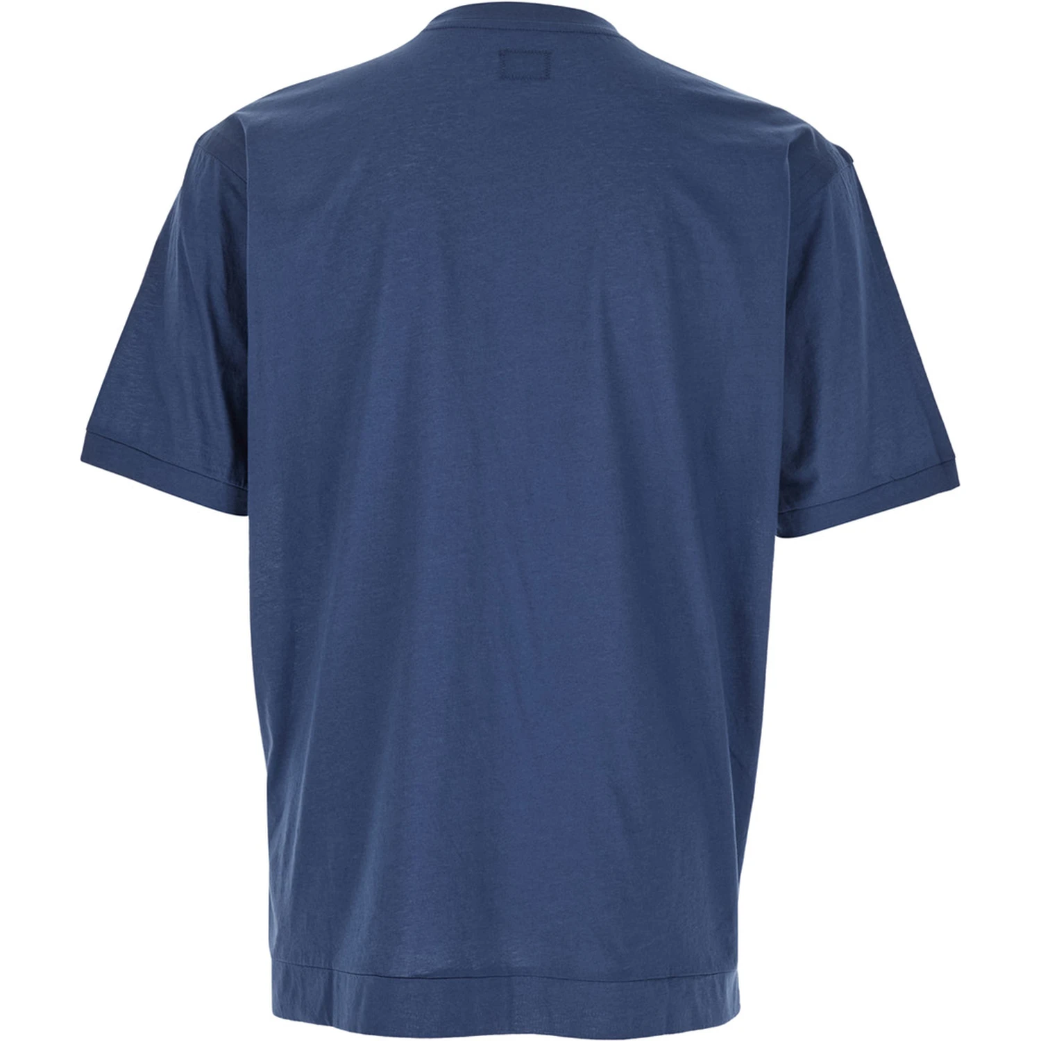 Blue Crewneck T-Shirt with Logo Embroidery on the Front in Cotton Man