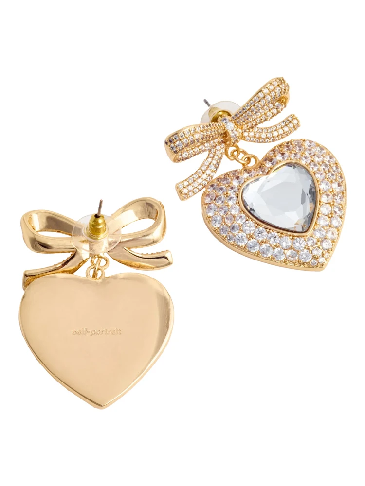 Metallic Earings with Heart Pendant and Bow in Copper Woman alternative