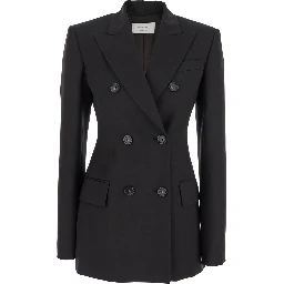 Adamo Brown Bouble-Breasted Jacket with Peak Revers in Wool Woman