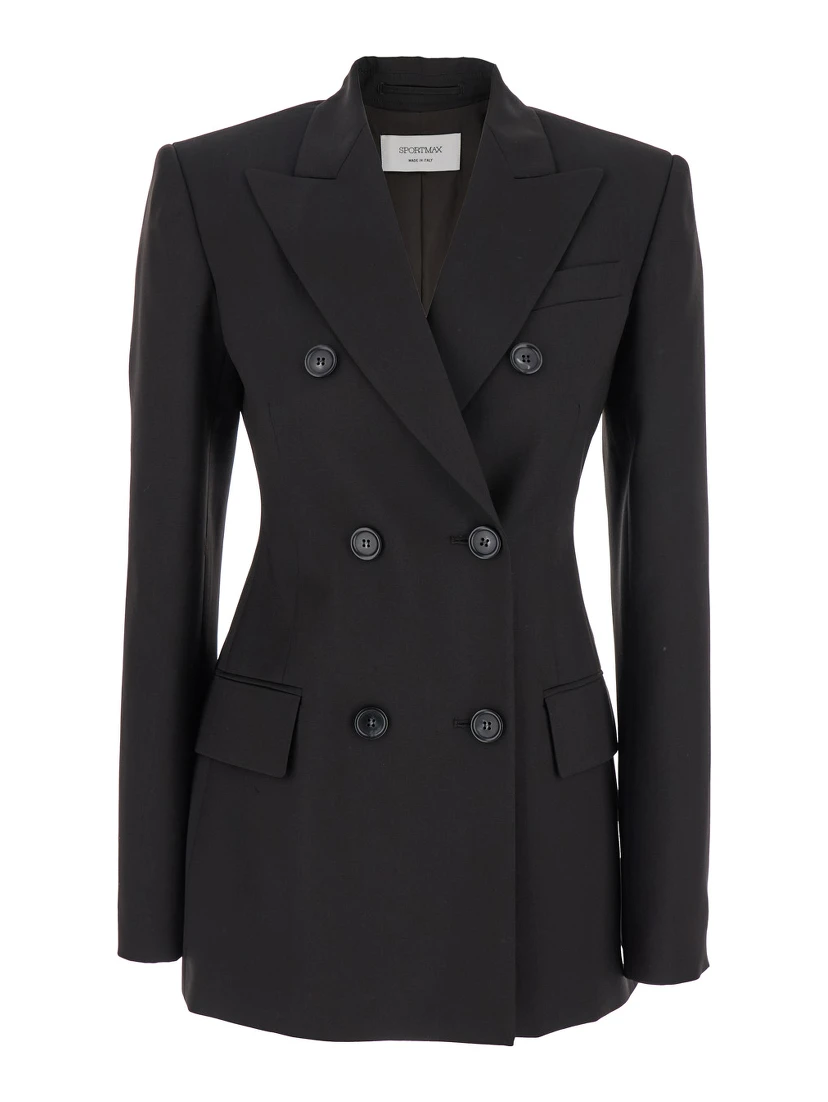 Adamo Brown Bouble-Breasted Jacket with Peak Revers in Wool Woman