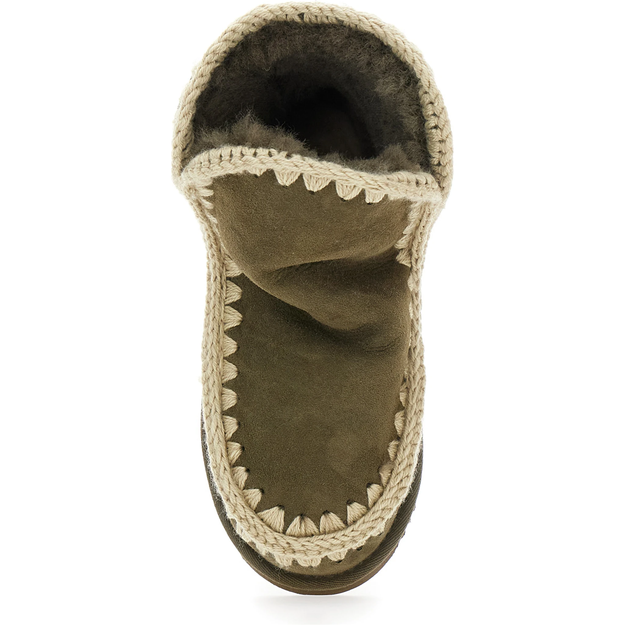 Eskimo Green Ankle Boots with Crochet Details and Logo Patch on the Rear in Suede Woman