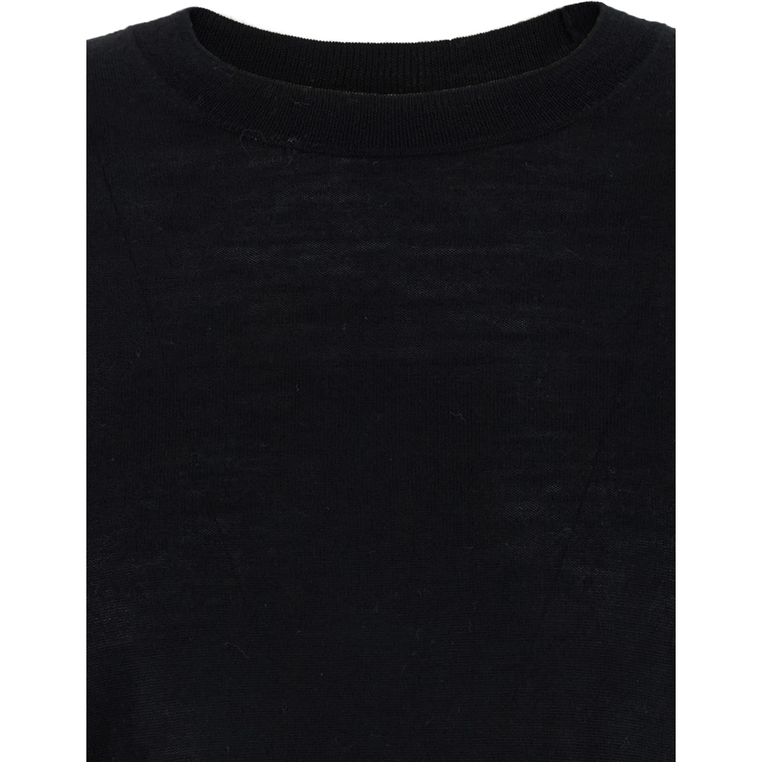 Black Crewneck Long Sleeve Sweater in Fabric Woman