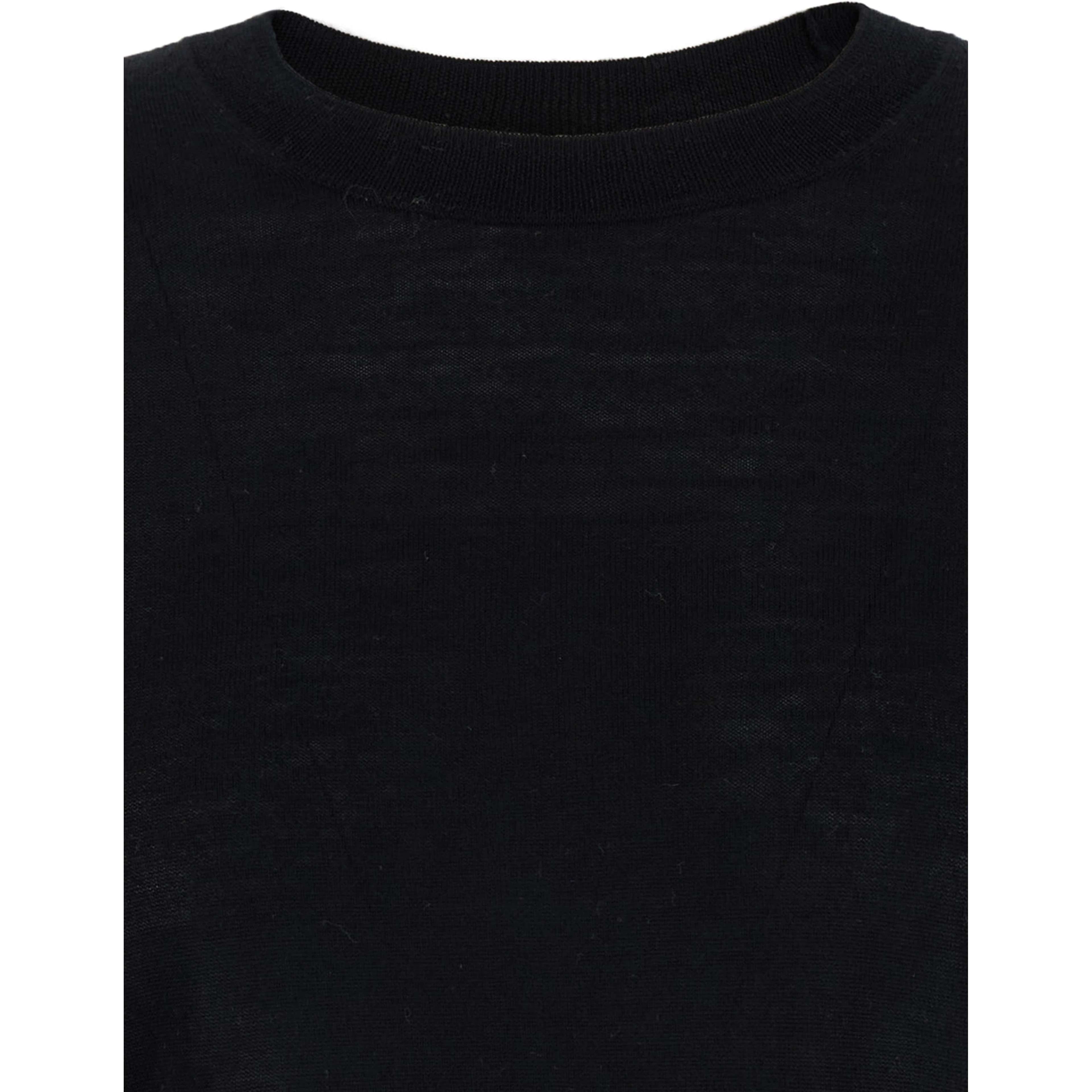 Black Crewneck Long Sleeve Sweater in Fabric Woman