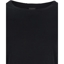 Black T-Shirt with Round Neck And Three-Quarter Sleeves In Fabric Woman