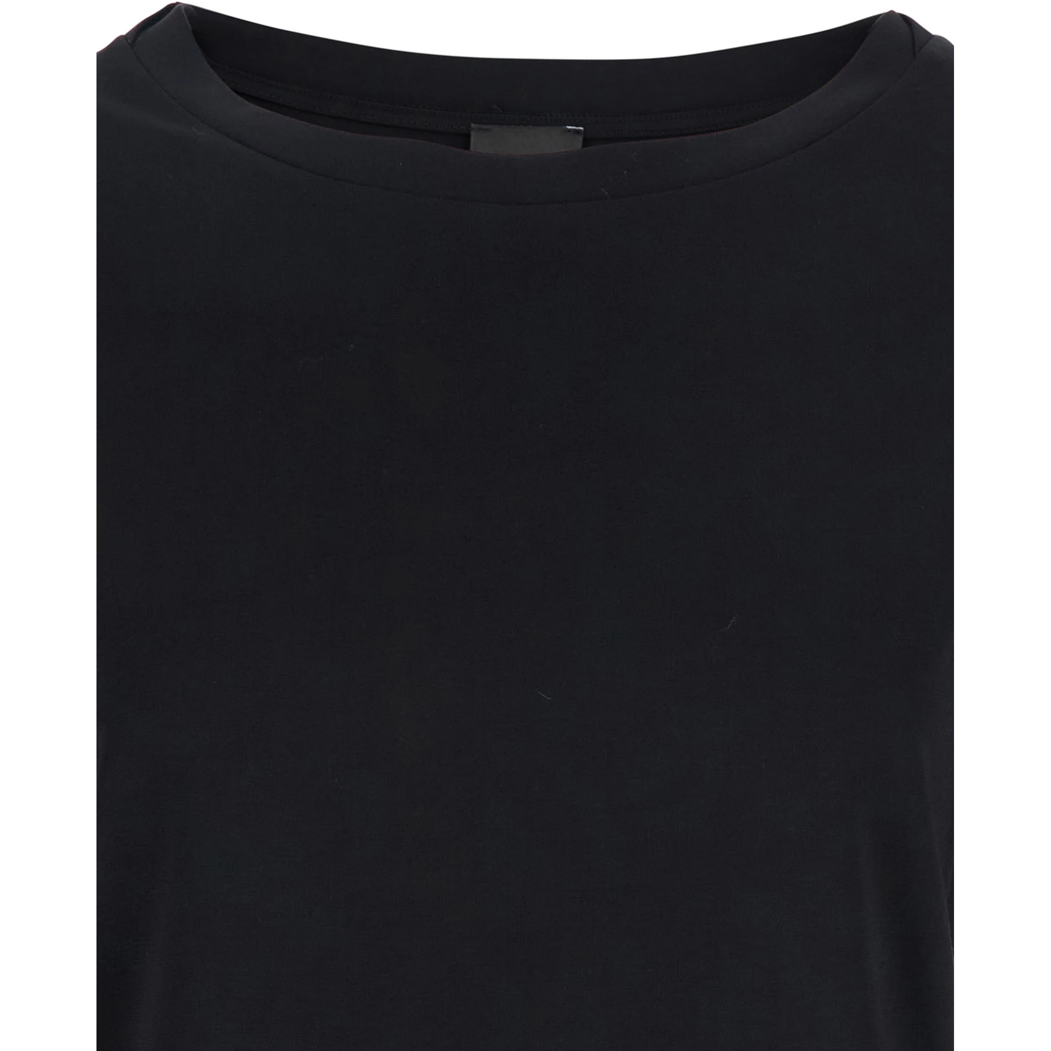 Black T-Shirt with Round Neck And Three-Quarter Sleeves In Fabric Woman