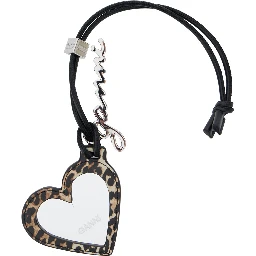 Bou Heart Brown Mirror with Logo Lettering Pendant and Leopard Motif in Metal Woman