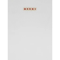 White Crewneck T-Shirt with Logo Patch on the Front in Cotton Woman