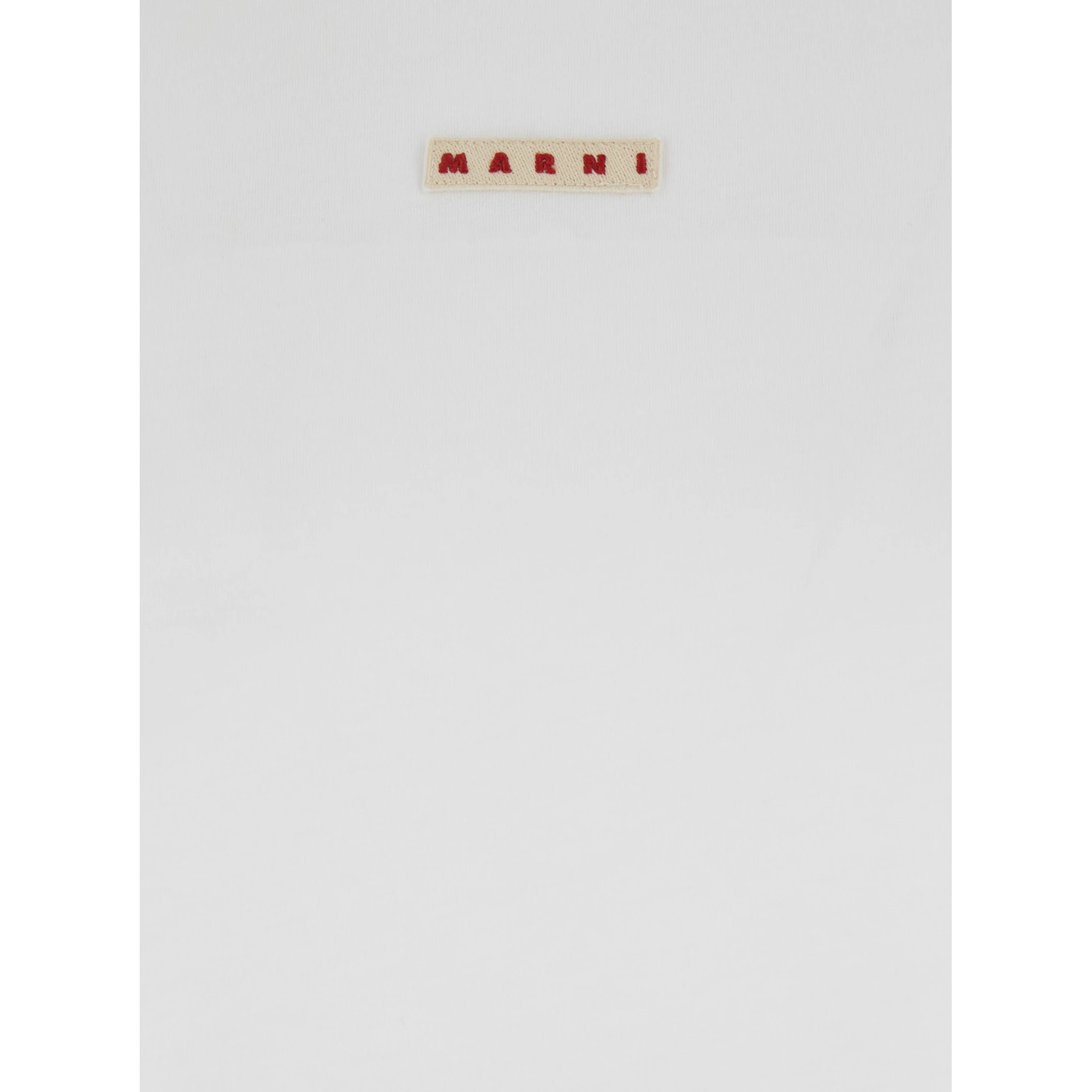 White Crewneck T-Shirt with Logo Patch on the Front in Cotton Woman