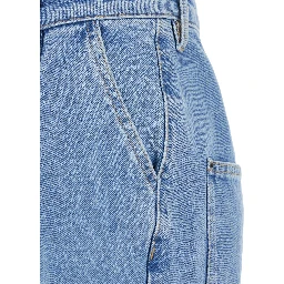 Light Blue Jeans with Central Stitching and Logo Patch on the Back in Denim Woman