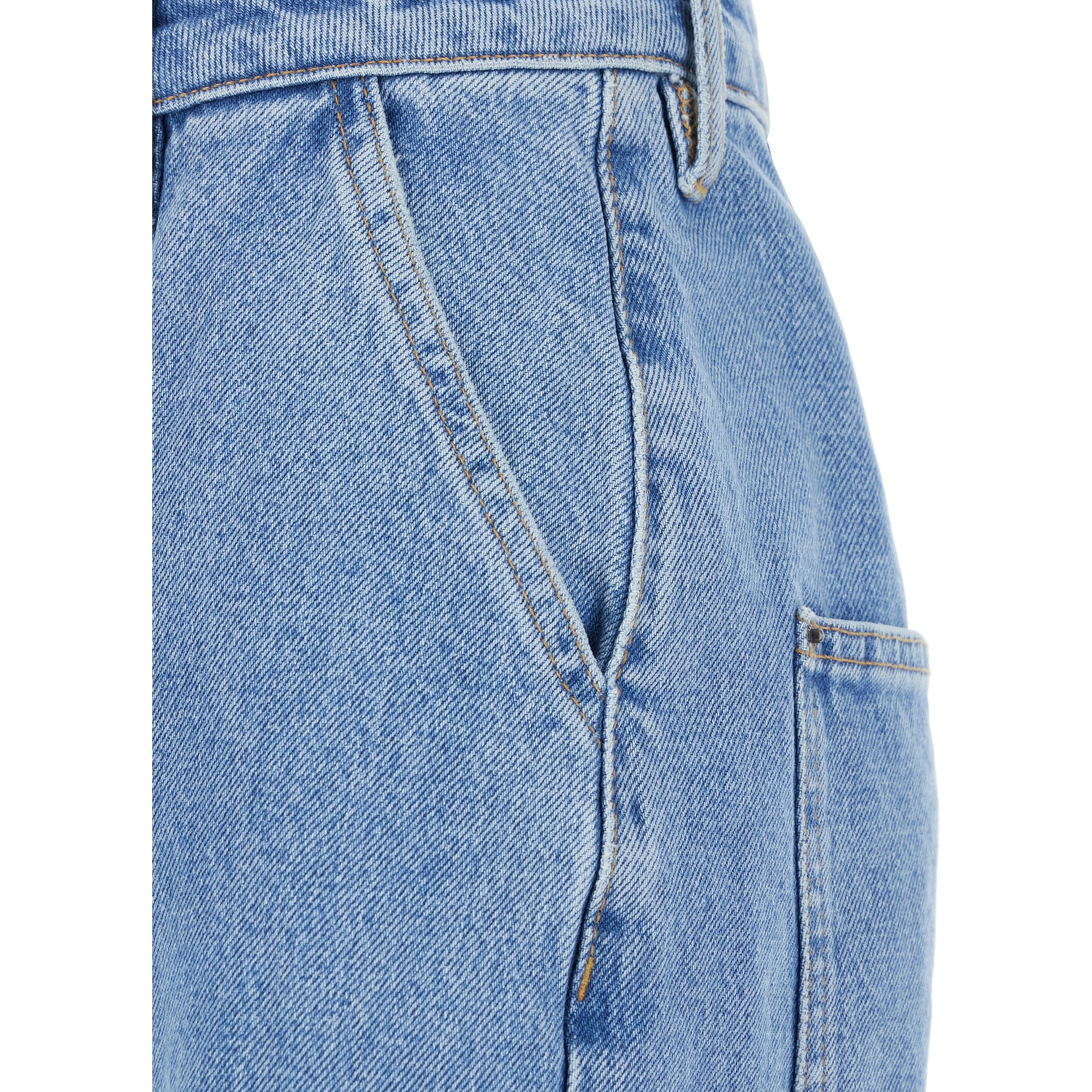 Light Blue Jeans with Central Stitching and Logo Patch on the Back in Denim Woman