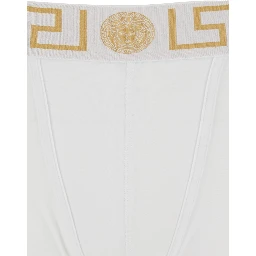 White Slip with Elastic Waist and Greca Motif in Cotton Stretch Man
