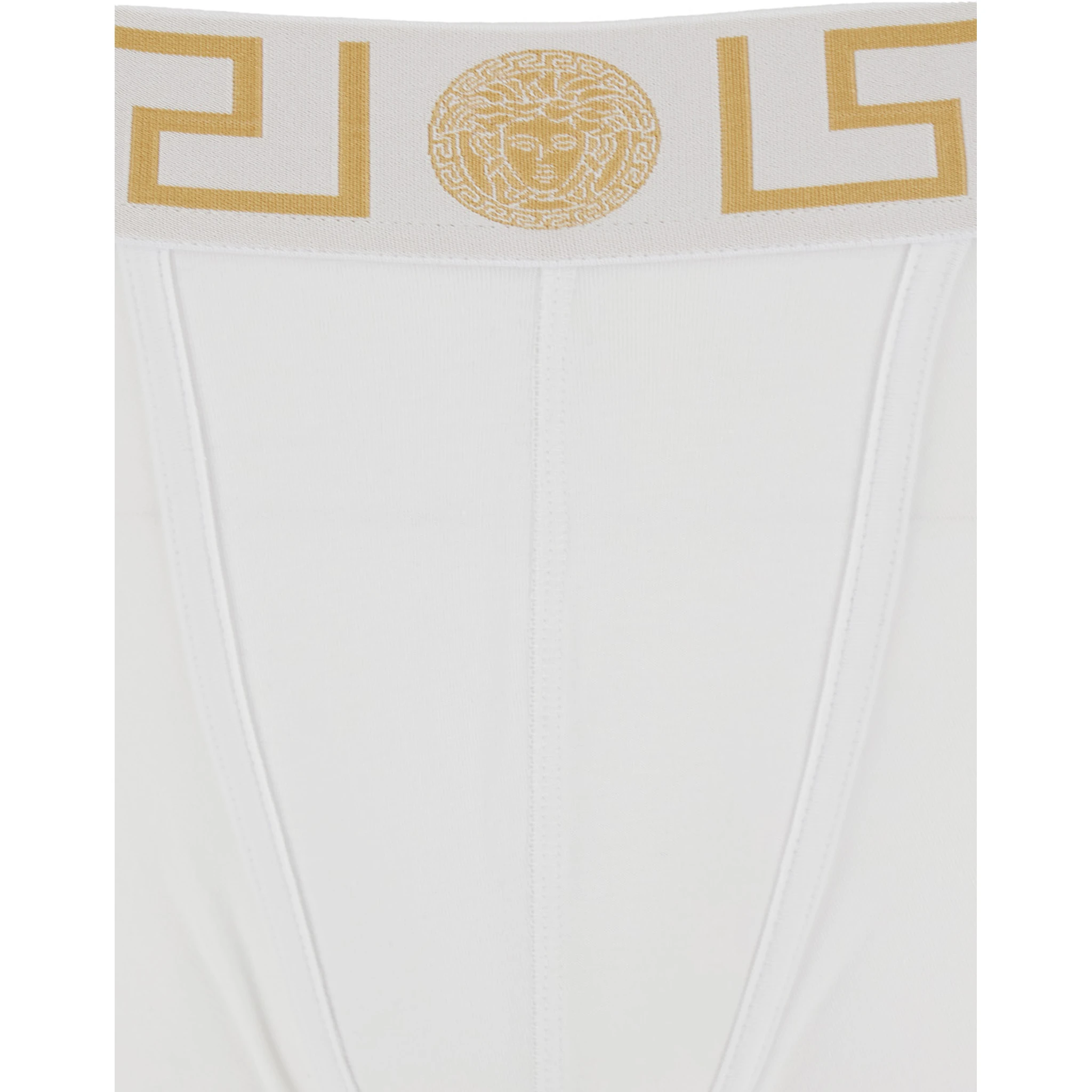 White Slip with Elastic Waist and Greca Motif in Cotton Stretch Man