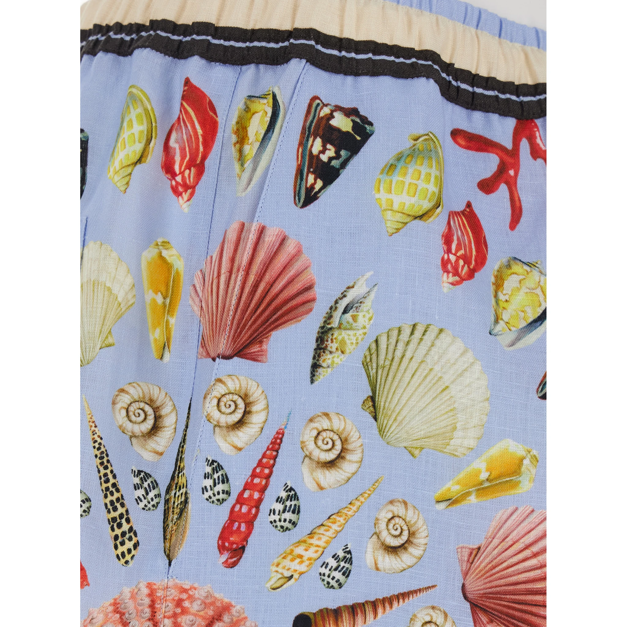 Multicolor Shorts with Elastic Drawstring and All-Over Print in Linen Man