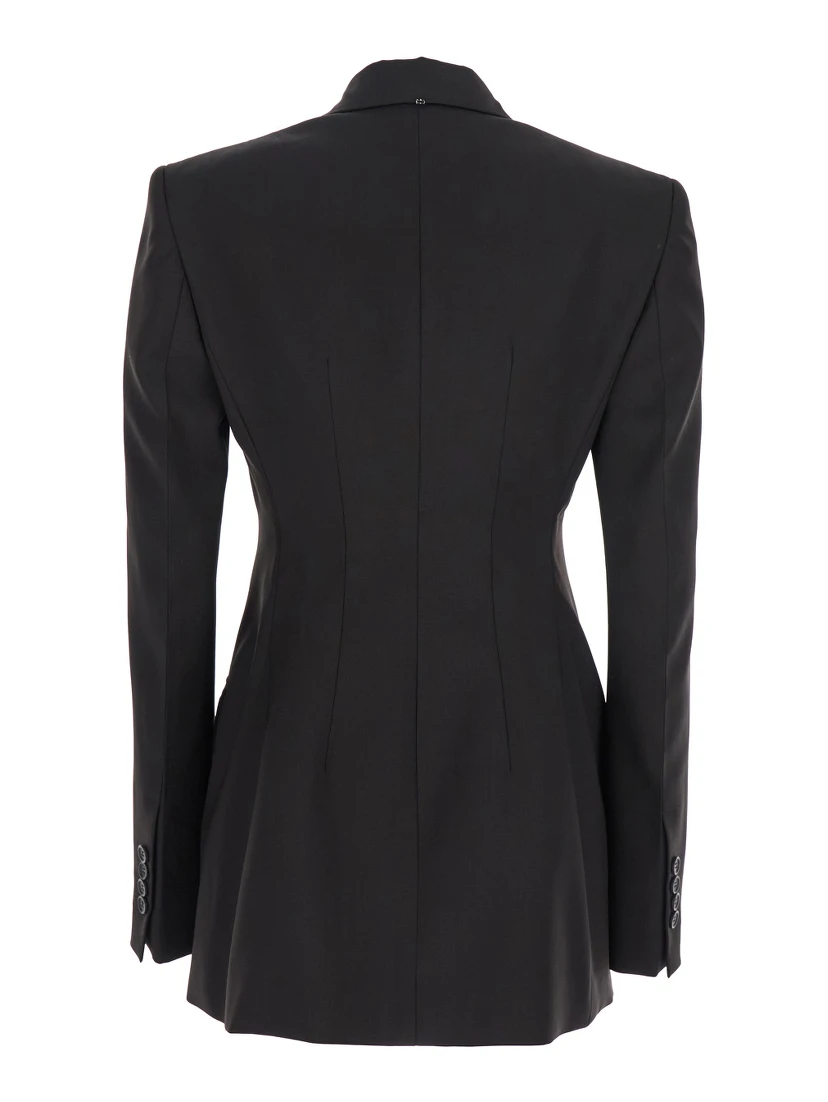 Adamo Brown Bouble-Breasted Jacket with Peak Revers in Wool Woman