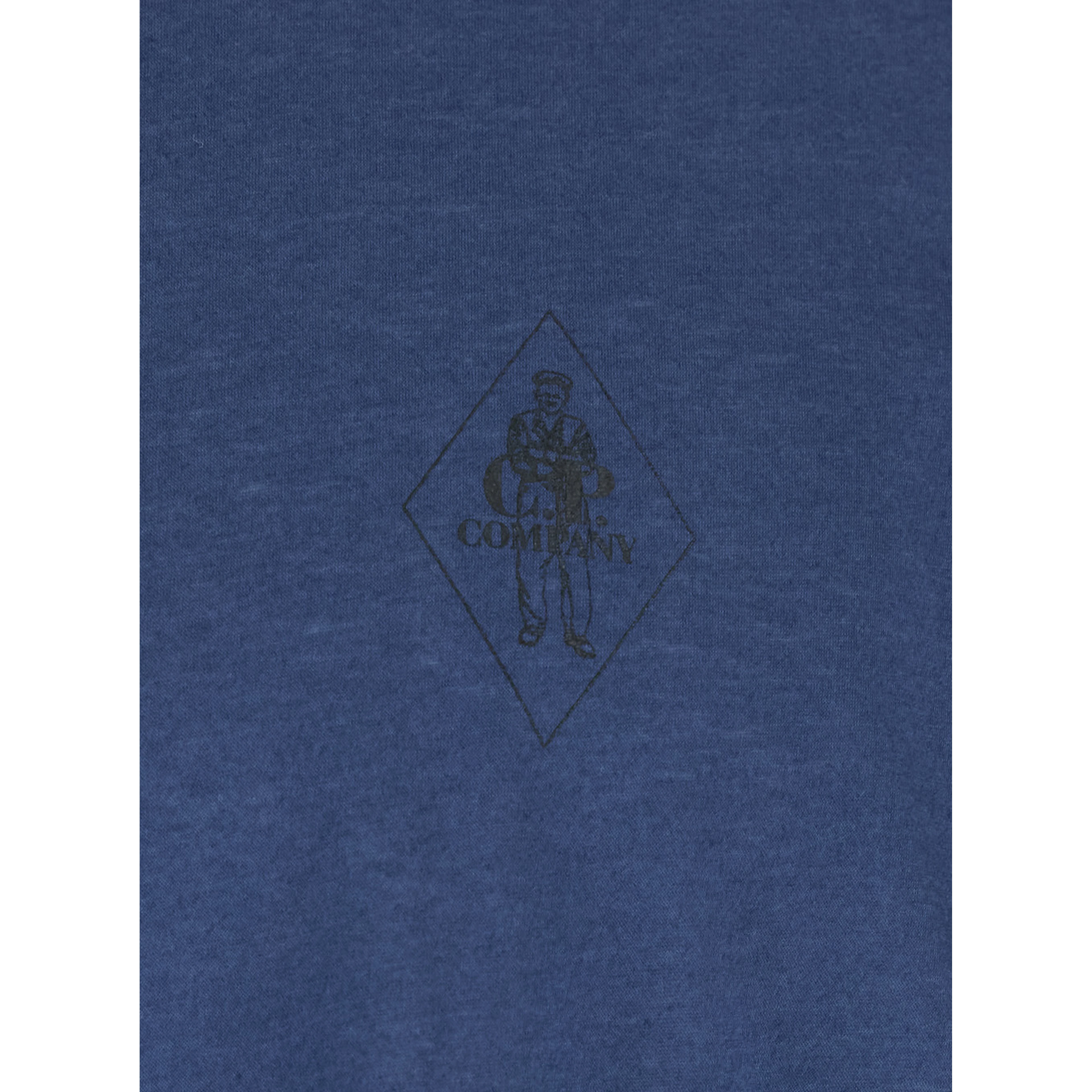 Blue Crewneck T-Shirt with Logo Embroidery on the Front in Cotton Man