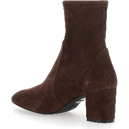 Yuliana Brown Ankle Boots with Medium Block Heel in Ecoleather Woman