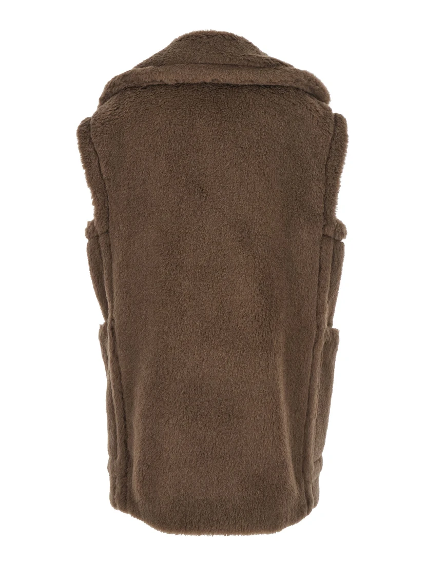 Brown Vest with Wide Classic Lapels in Fur Woman