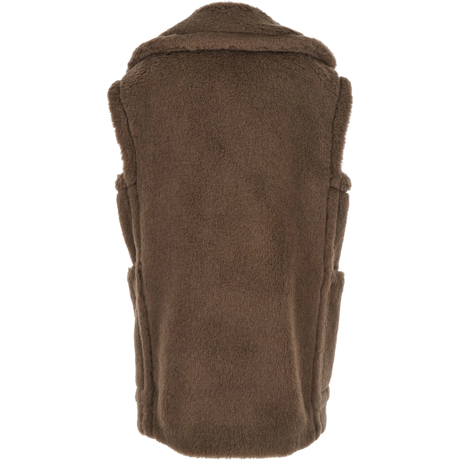 Brown Vest with Wide Classic Lapels in Fur Woman