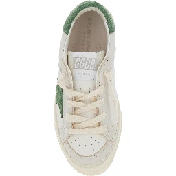 May White Low Top Sneakers with Star Patch on the Side and Contrasting Heel with Logo Lettering in Leather Boy