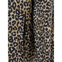 Brown Down Jacket with Leopard Print and Long Design in Tech Fabric Woman