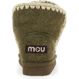 Eskimo Green Ankle Boots with Crochet Details and Logo Patch on the Rear in Suede Woman