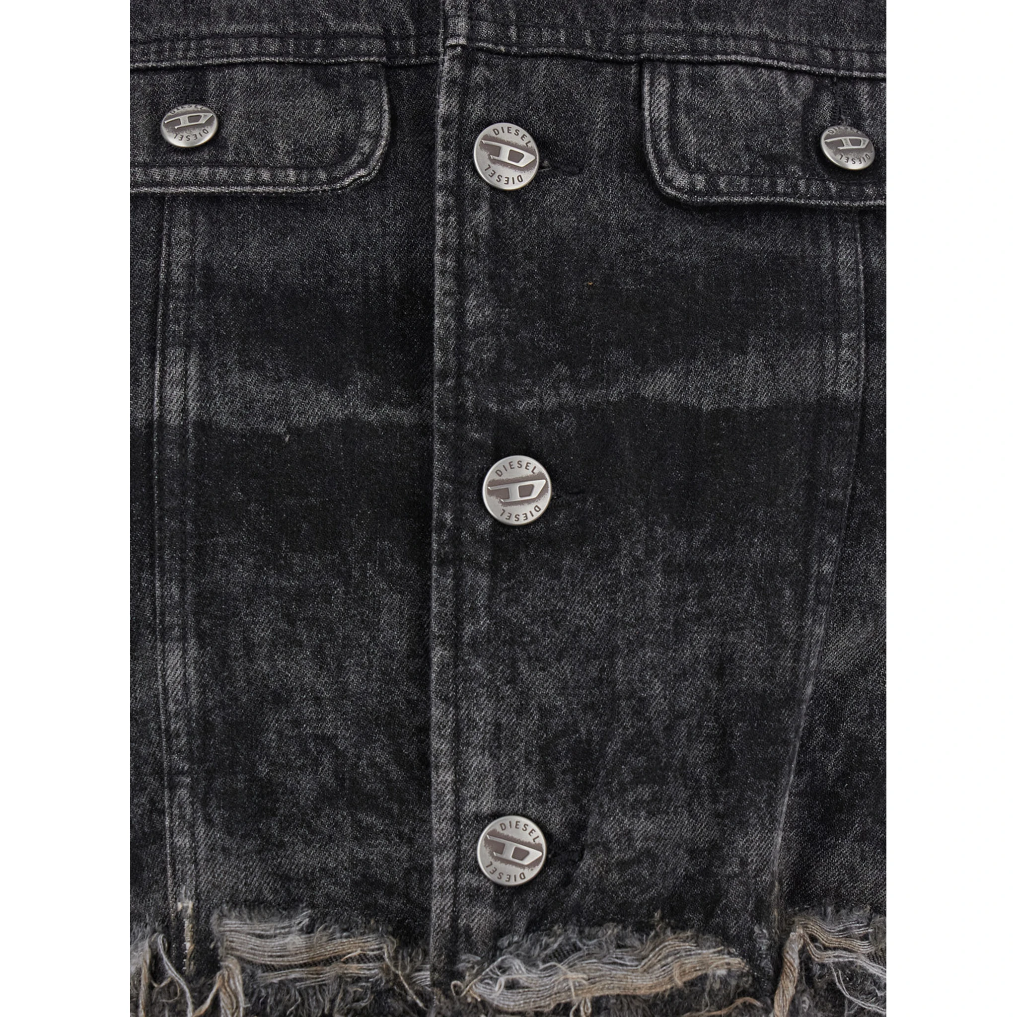 جاكيت رمادي بياقة دائرية وحواف منسلة من مزيج القطن للنساء