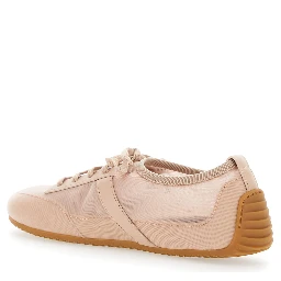 Pink Sneaker with Logo Lettering on the Side in Fabric Woman